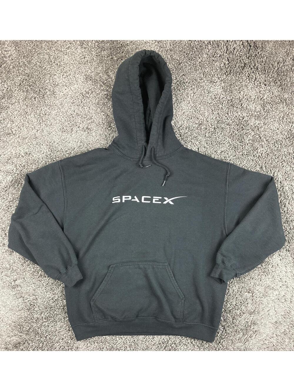 SpaceX Hoodie Black Official Elon Musk Space Program Pullover Sweatshirt M